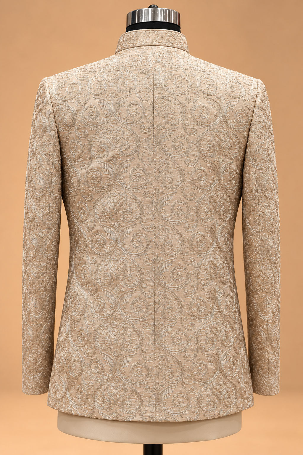 Champagne Ivory Floral Embroidered Indo-Western Sherwani Set for Men – product view 6