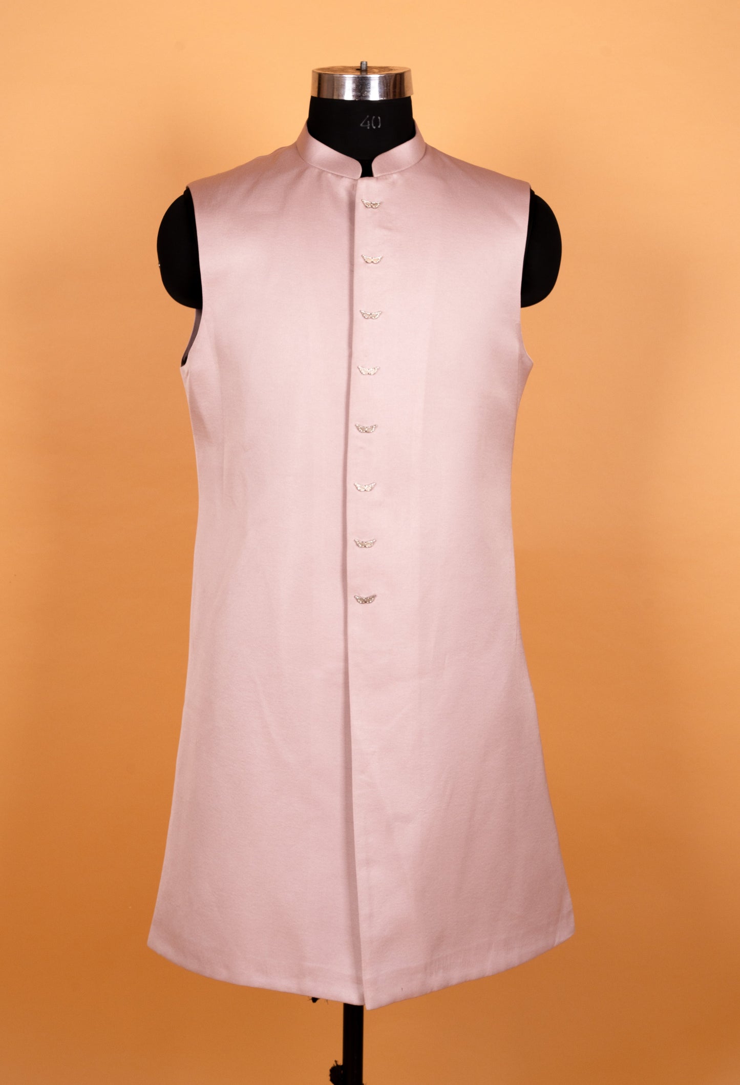 Blush Pink | Blush pink embroidered sherwani set for men – product image 2 | 2
