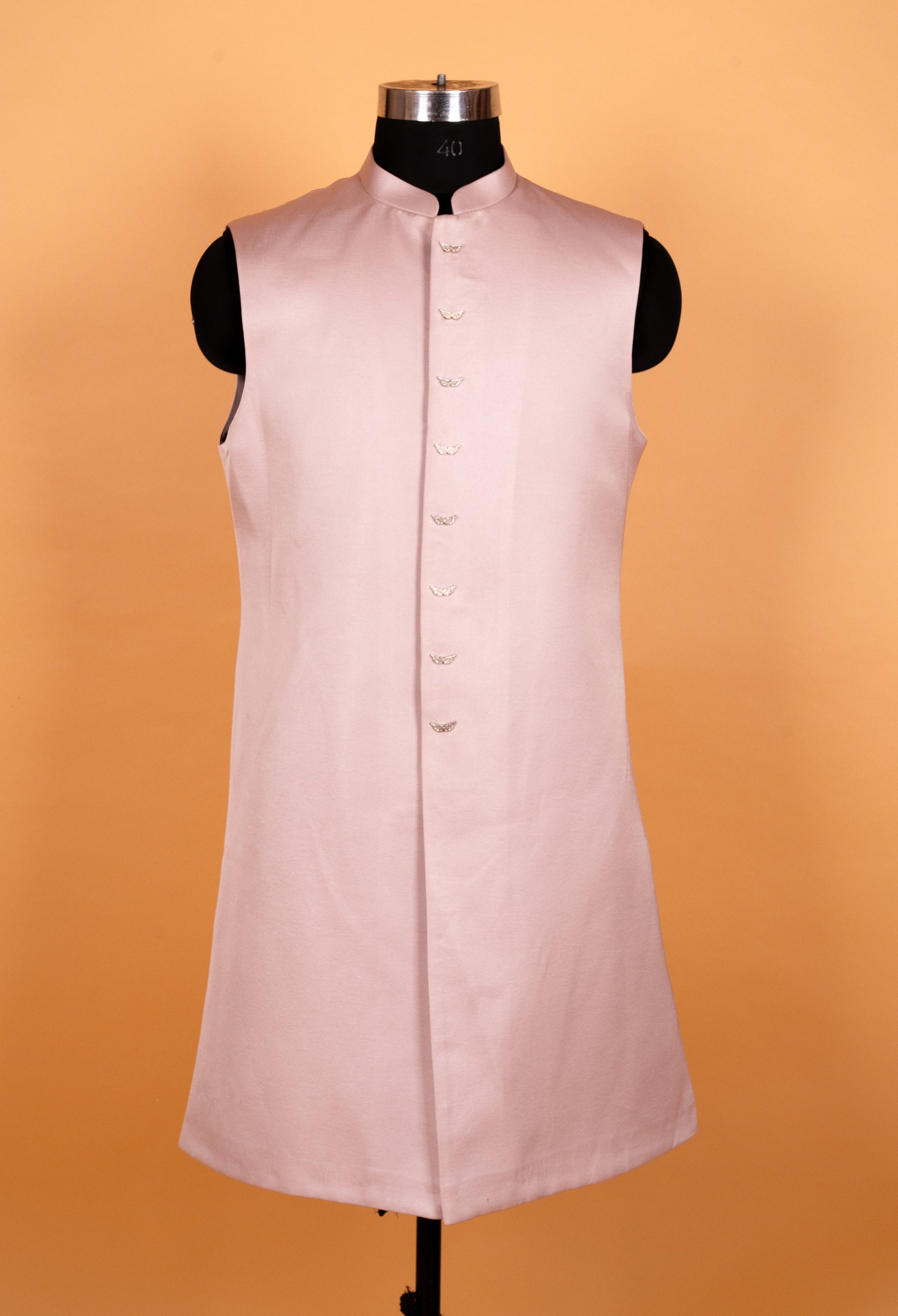 Blush Pink | Blush pink embroidered sherwani set for men – product image 2 | 2