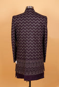 Men’s Plum Indo-Western Sherwani with Zigzag Embroidery | Designer Wedding Outfit for Groom & Festive Wear
