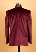 Royal Maroon Embroidered Indo-Western Suit for Men – Luxury Wedding & Reception Wear