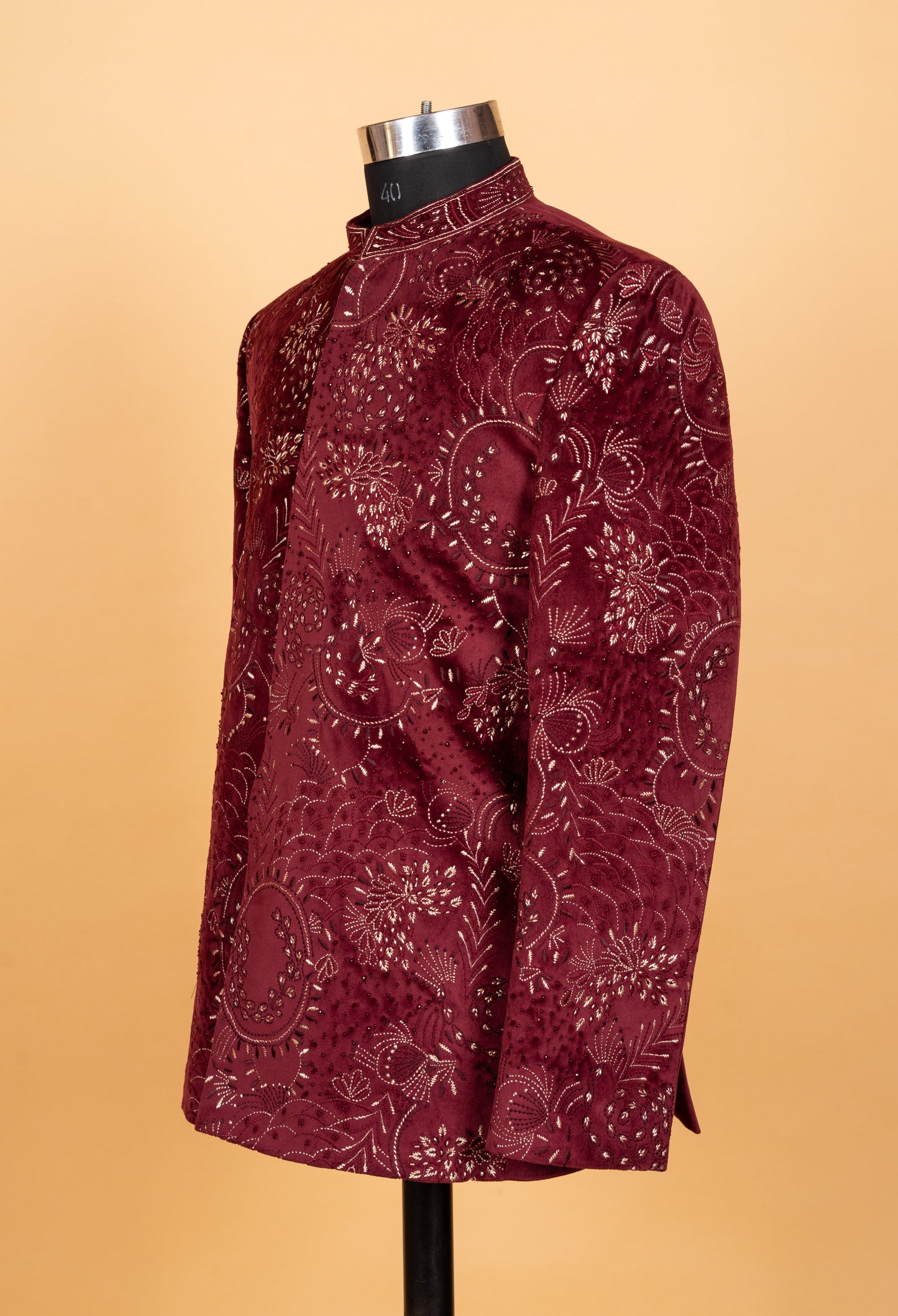 Royal Maroon Embroidered Indo-Western Suit for Men – Luxury Wedding & Reception Wear