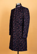 Midnight Blue Floral Embroidered Sherwani for Men – Designer Wedding & Reception Wear