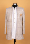 Ivory Beige Embroidered Sherwani Set for Men – Premium Wedding & Groom Wear