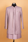Dusty Rose Embroidered Indo-Western Sherwani Set for Men – Designer Wedding & Reception Wear