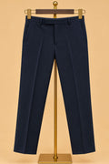 Premium Navy Blue Men's Designer Indo-Western Sherwani Suit with Black Embellished Floral Detailing