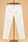 Ivory White and Gold Embroidered Men's Kurta Pant Set with Diagonal Floral Detailing