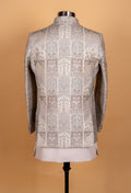 Silver Grey | Silver grey patchwork embroidered sherwani set for men – product image 4 | 4