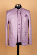Lavender Jacquard Bandhgala Suit Set for Men – Designer Wedding & Reception Wear