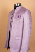 Lavender Jacquard Bandhgala Suit Set for Men – Designer Wedding & Reception Wear