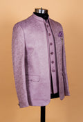 Lavender Jacquard Bandhgala Suit Set for Men – Designer Wedding & Reception Wear