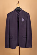 Royal Plum Textured Bandhgala Jacket Set for Men