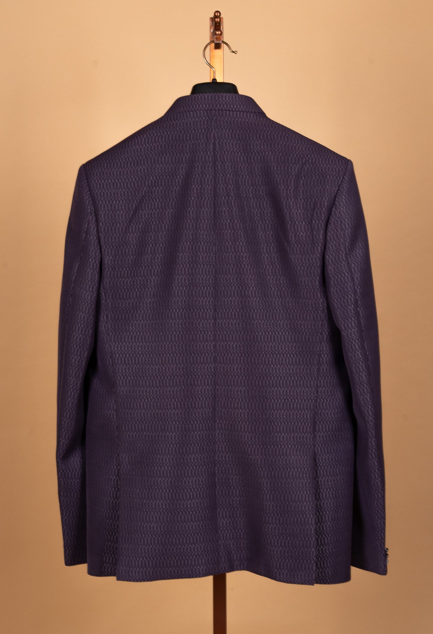 Royal Plum Textured Bandhgala Jacket Set for Men