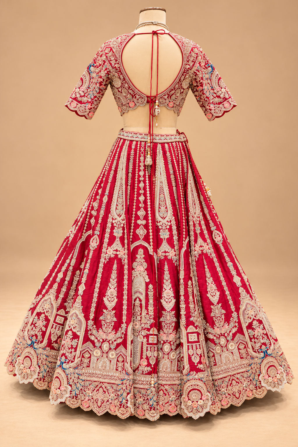 Premium Rani Pink Bridal Lehenga with Heavy Zari Embroidery, Traditional Motifs and Embellished Net Dupatta