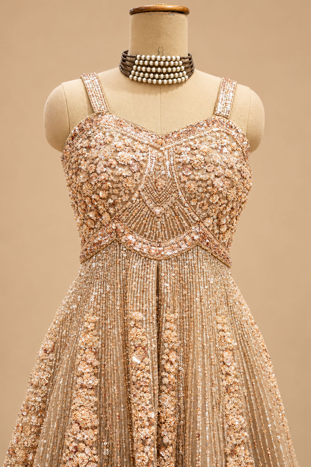Premium Champagne Gold Embroidered Designer Sharara Set with Peplum Top and Net Dupatta