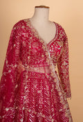 Bridal Red Heavy Embroidered Lehenga Choli with Net Dupatta