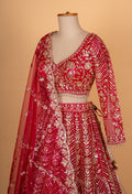 Bridal Red Heavy Embroidered Lehenga Choli with Net Dupatta