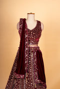 Maroon Heavy Embroidered Designer Lehenga Choli with Net Dupatta