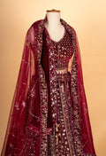Maroon Heavy Embroidered Designer Lehenga Choli with Net Dupatta