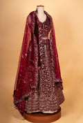 Maroon Heavy Embroidered Designer Lehenga Choli with Net Dupatta