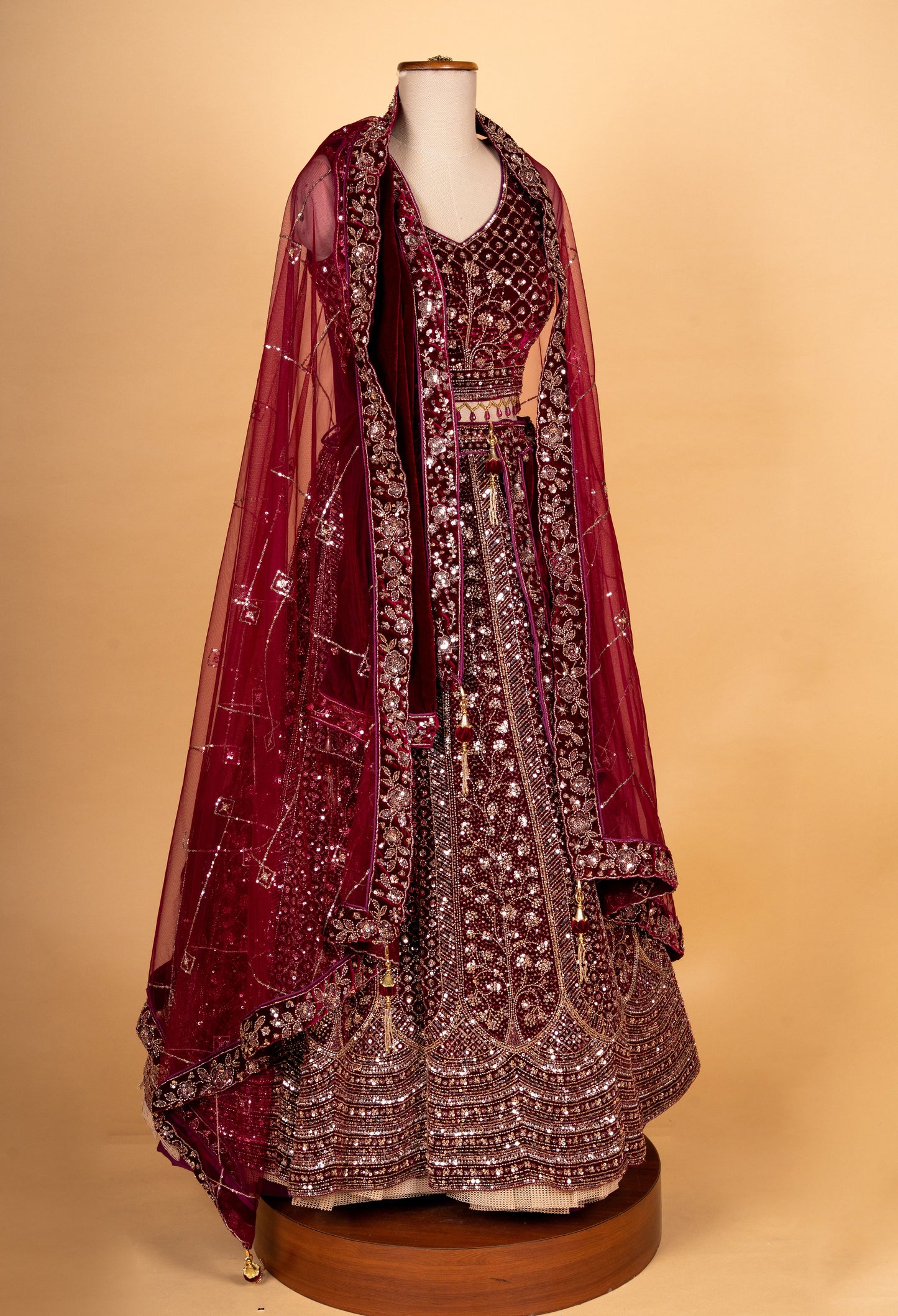 Maroon Heavy Embroidered Designer Lehenga Choli with Net Dupatta