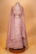 Dusty Rose Heavy Embroidered Designer Lehenga Choli with Net Dupatta