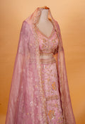 Dusty Rose Heavy Embroidered Designer Lehenga Choli with Net Dupatta