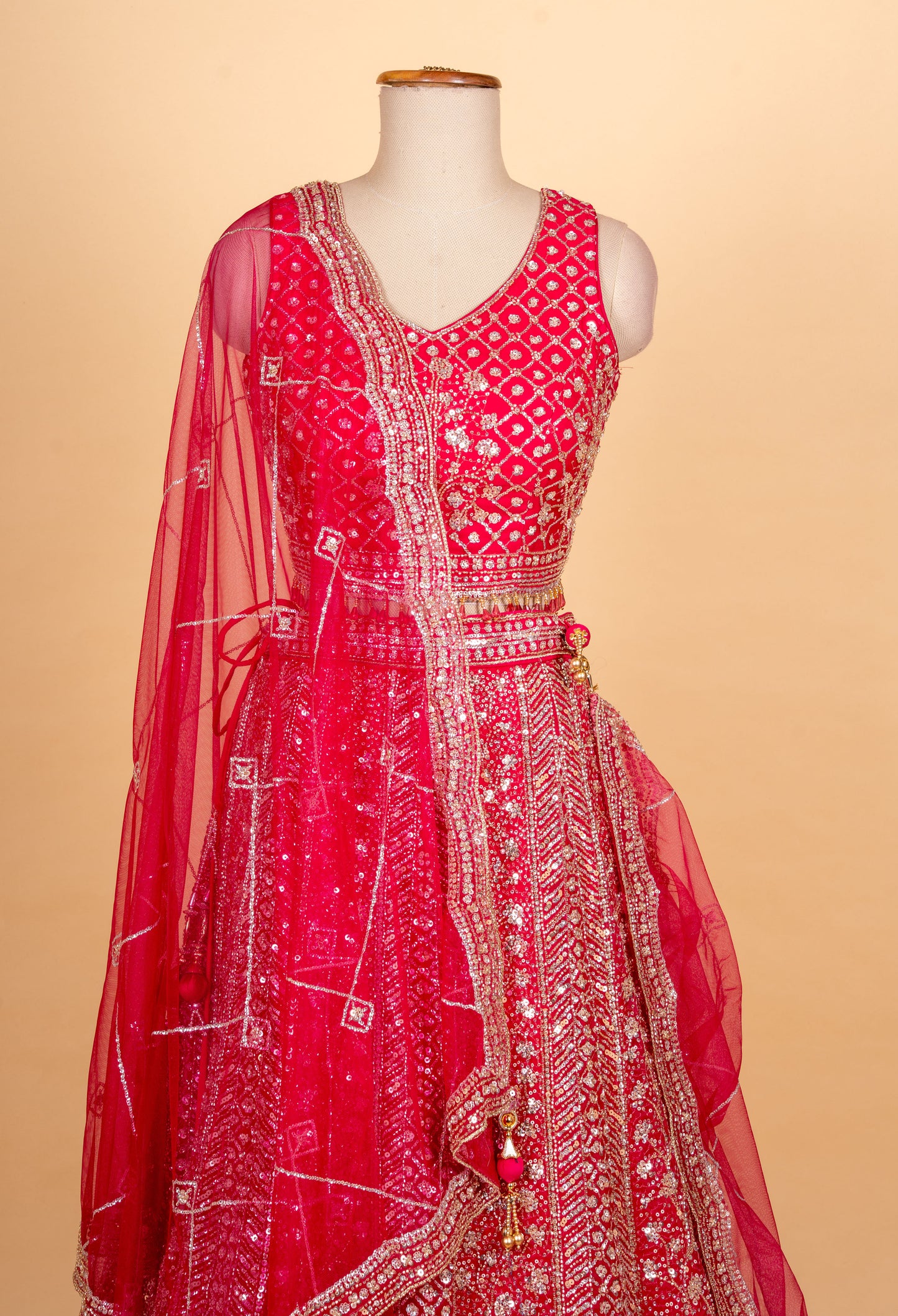 Red Bridal Lehenga Choli for Women with Heavy Embroidery & Net Dupatta – Wedding Designer Lehenga