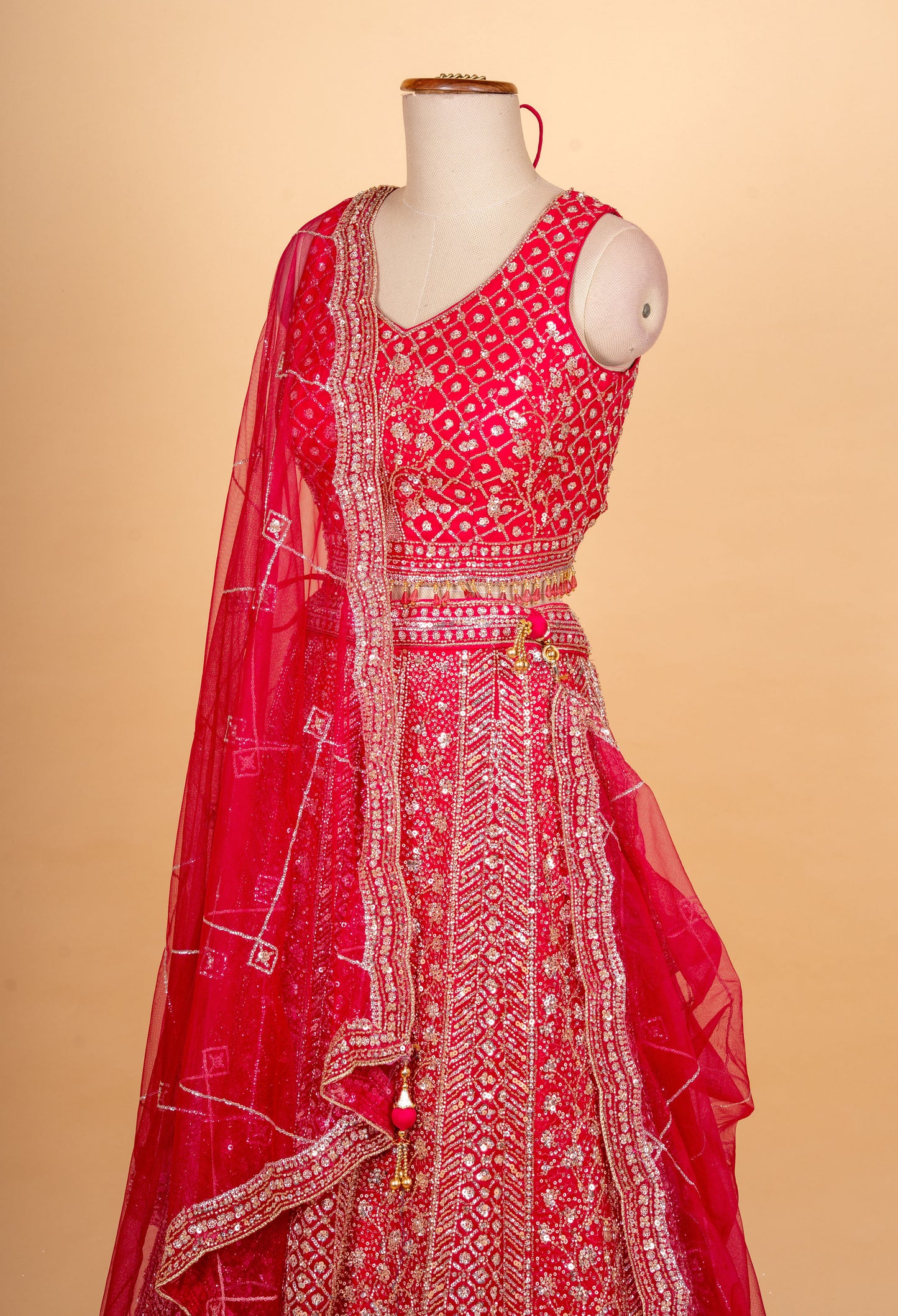 Red Bridal Lehenga Choli for Women with Heavy Embroidery & Net Dupatta – Wedding Designer Lehenga