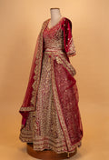 Bridal Maroon & Gold Heavy Embroidered Lehenga Choli with Net Dupatta