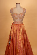 Burnt Orange Metallic Designer Lehenga Choli with Embroidered Dupatta