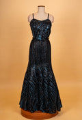 Black Sequin Evening Gown for Women with Sheer Net Cape – Designer Party Wear Dress
