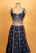 Emerald Green Designer Lehenga Choli with Silver Embroidery & Sheer Dupatta