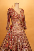 Royal Red Heavy Embroidered Bridal Lehenga with Full Sleeve Blouse & Net Dupatta