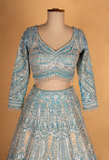 Designer Aqua Blue Heavy Embroidered Bridal Lehenga Choli with Dupatta