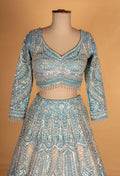 Designer Aqua Blue Heavy Embroidered Bridal Lehenga Choli with Dupatta