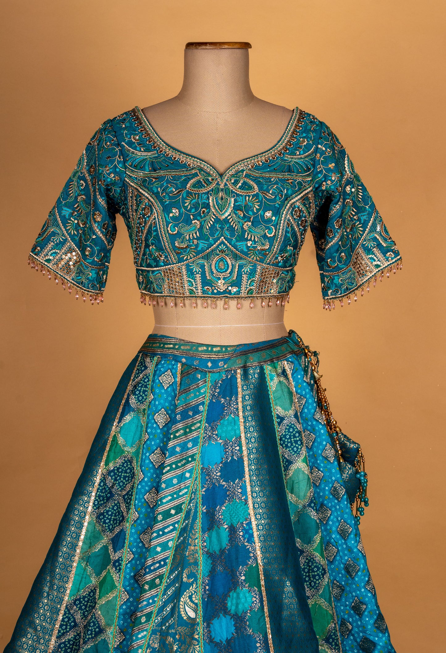 Teal Green Traditional Embroidered Lehenga Choli with Dupatta