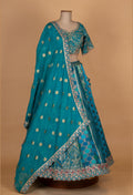 Teal Green Traditional Embroidered Lehenga Choli with Dupatta