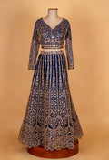 Royal Navy Blue Heavy Embroidered Lehenga Choli with Net Dupatta