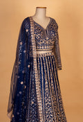 Royal Navy Blue Heavy Embroidered Lehenga Choli with Net Dupatta