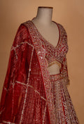 Classic Red Heavy Embroidered Bridal Lehenga with Net Dupatta