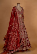 Classic Red Heavy Embroidered Bridal Lehenga with Net Dupatta