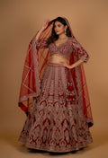 Classic Red Heavy Embroidered Bridal Lehenga with Net Dupatta