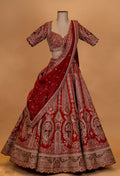 Bridal Red Heavy Embroidered Lehenga Choli with Net Dupatta