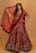 Bridal Red Heavy Embroidered Lehenga Choli with Net Dupatta