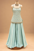 Elegant Mint Green Embroidered Lehenga Set with Matching Dupatta
