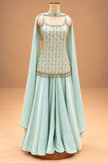 Elegant Mint Green Embroidered Lehenga Set with Matching Dupatta
