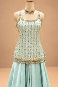 Elegant Mint Green Embroidered Lehenga Set with Matching Dupatta