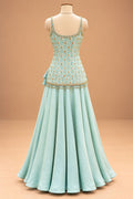Elegant Mint Green Embroidered Lehenga Set with Matching Dupatta