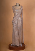 Champagne Gold Sequin Designer Saree with Embellished Blouse